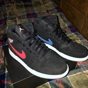 Nike Air Jordan 1 Mid Red and Blue Swoosh